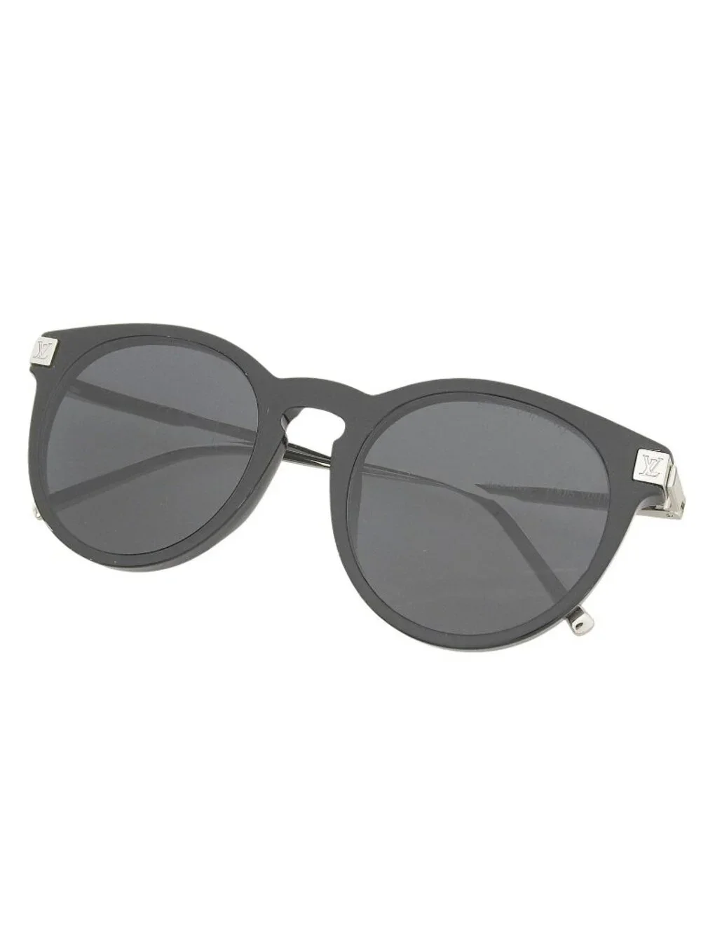 Louis Vuitton LV Rise Round Monogram Sunglasses Black Silver Eyewear